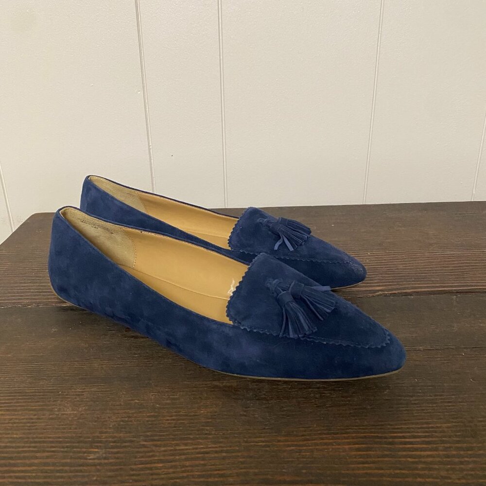 NWOT Talbots Francesca Driving Moccasins. Navy. 100% Leather Suede. Size 10. - Picture 2 of 5